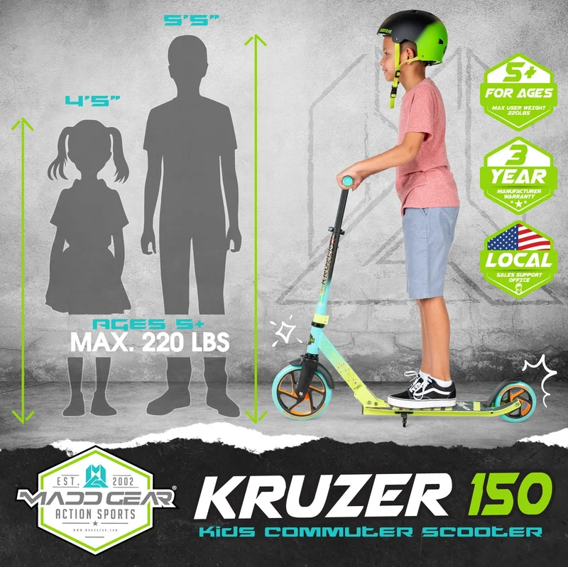 Kruzer 150 Folding Scooter - Teal Lime