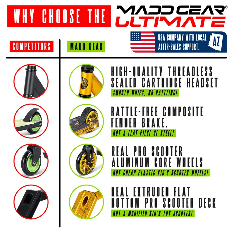 Madd Gear Carve Elite Stunt Scooter - Schwarz-Gold