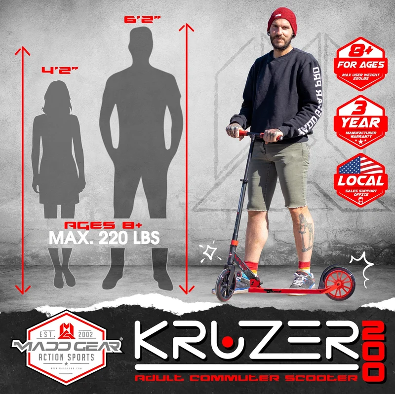 Kruzer 200 Folding Scooter - Red