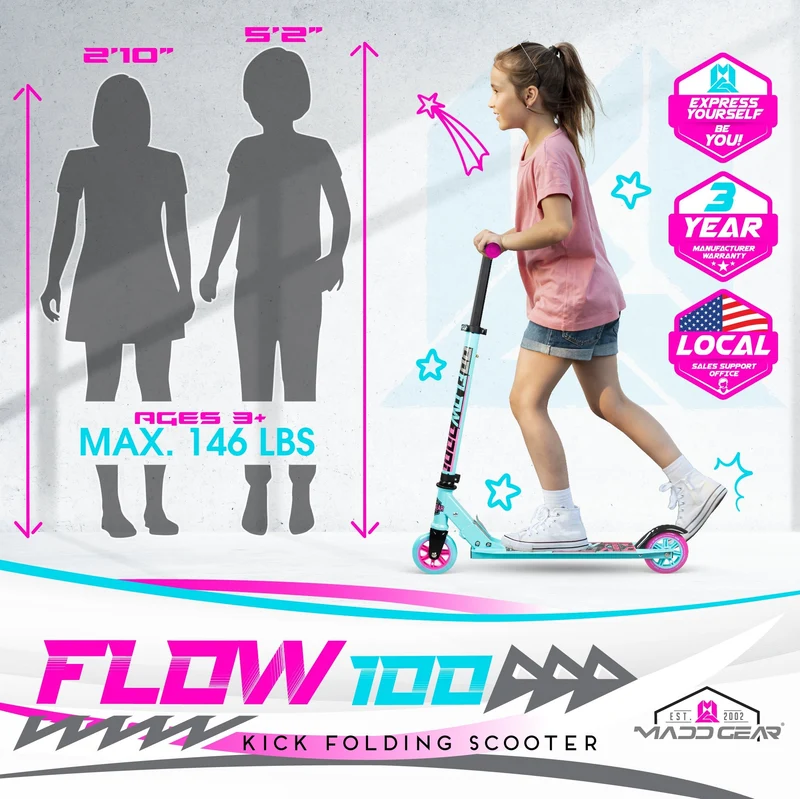 Carve 100 Folding Stunt Scooter - Teal-Pink