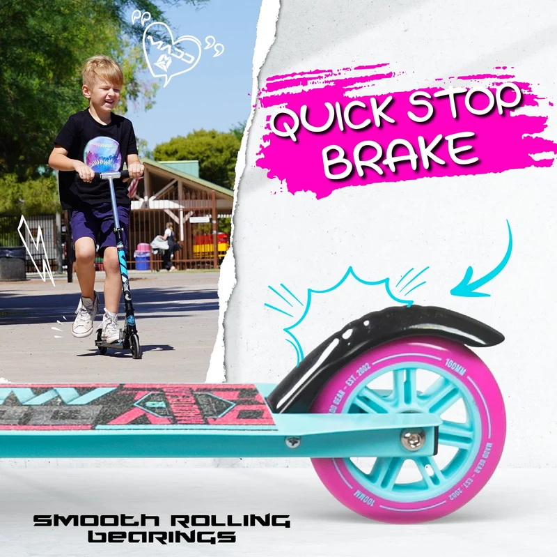 Carve 100 Folding Stunt Scooter - Teal-Pink