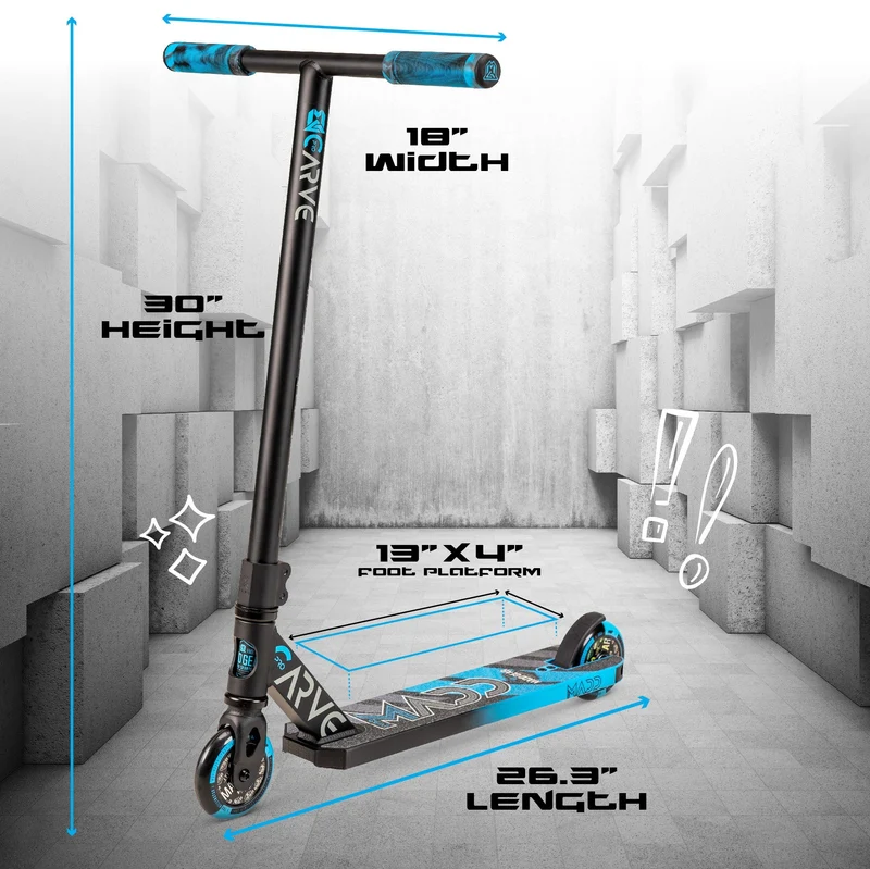 Carve Pro-X Trick Stunt Scooter - Black-Blue