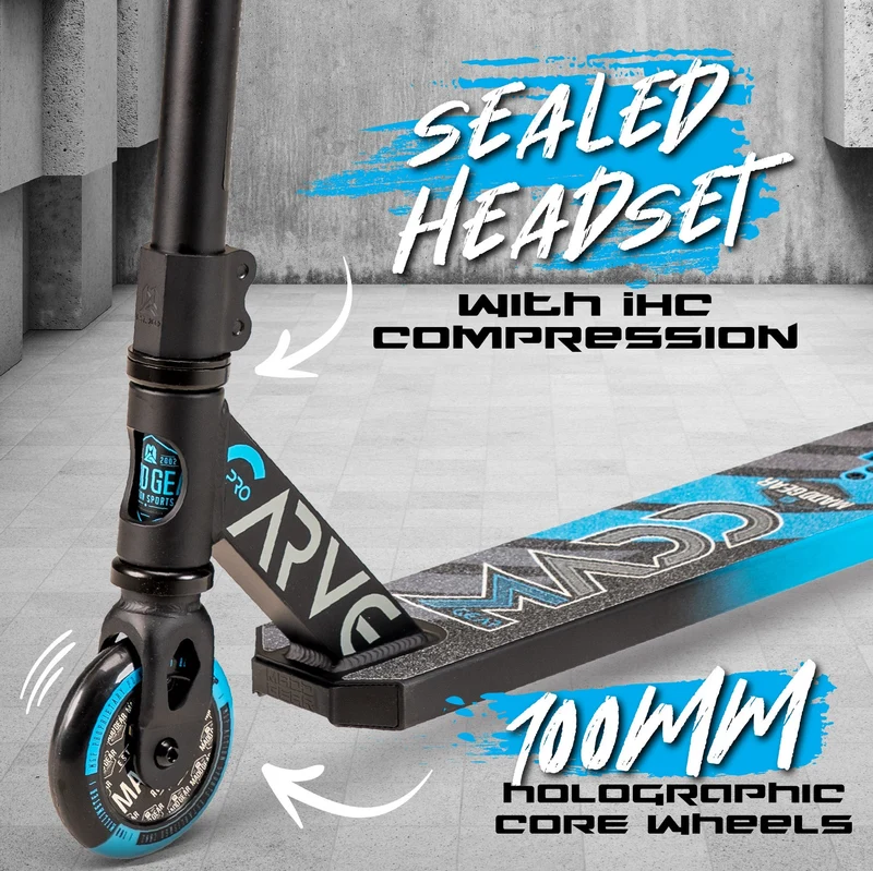 Carve Pro-X Trick Stunt Scooter - Black-Blue
