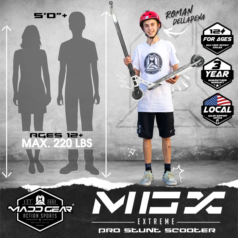 MGX Extreme Stunt Scooter - Silver Black