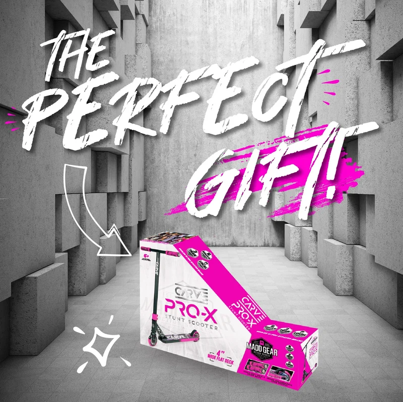 Carve Pro-X Trick Stunt Scooter - Black-Pink