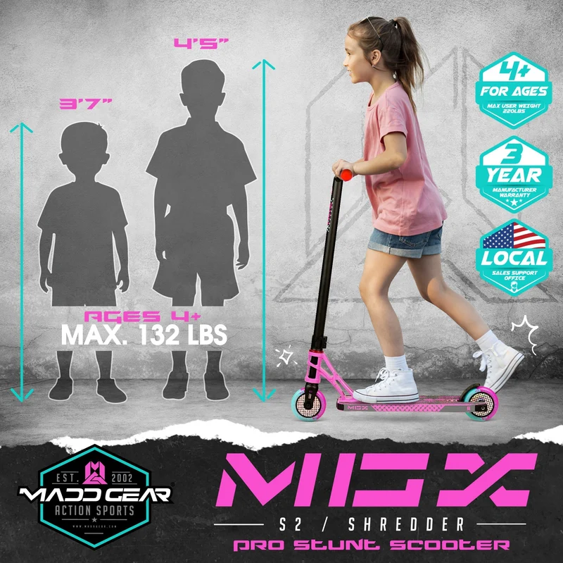 MGX S2 Stunt Scooter - Pink Teal