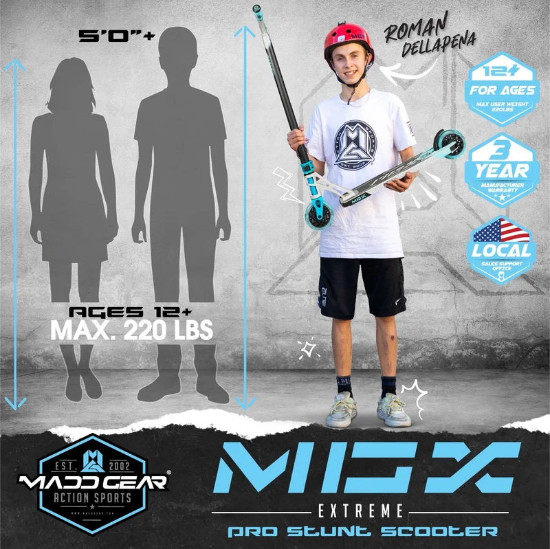 MGX Extreme Stunt Scooter - Silver Blue