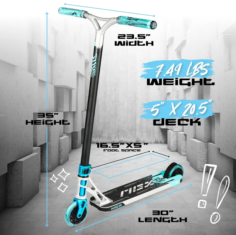 MGX Extreme Stunt Scooter - Silver Blue