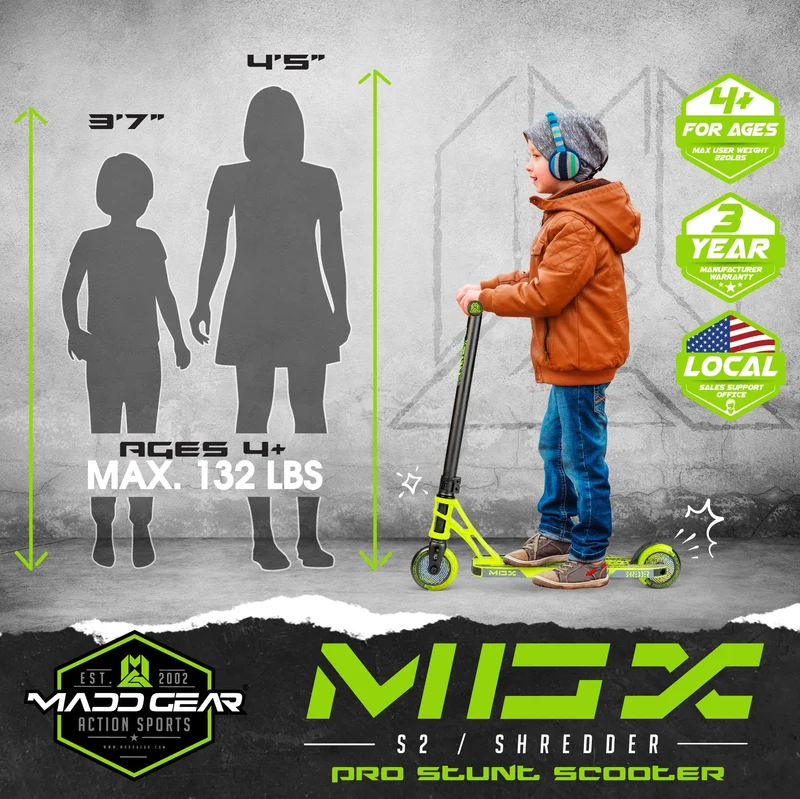 MGX Shredder Stunt Scooter - Black Green