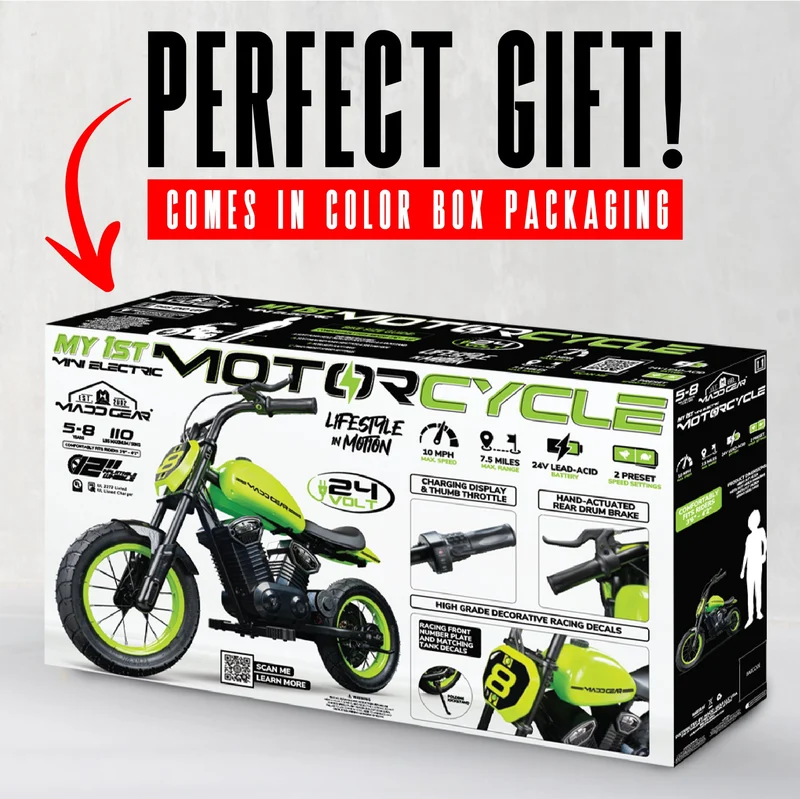Madd Gear My 1st Mini Electric Motorcycle - Green Black